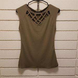 NY & Co XS 7th Avenue Cap Sleeve Olive Green top
